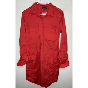Bebe Orange Adj Sleeve Button Up Shirt Dress Size Medium